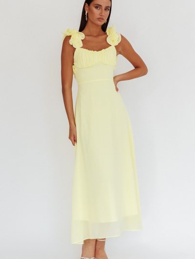 Selfieleslie Eloquent Lace-Up Back Maxi Dress Yellow