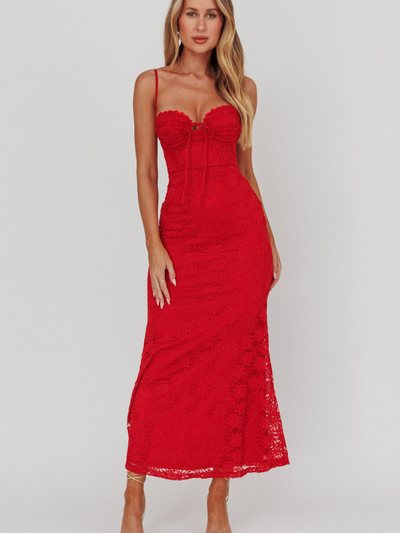 Selfieleslie Passione Tied Bust Lace Maxi Dress Cherry