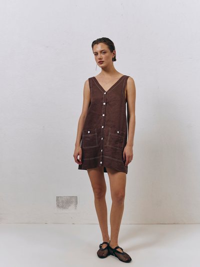 Vergegirl Alice Linen Mini Dress Brown