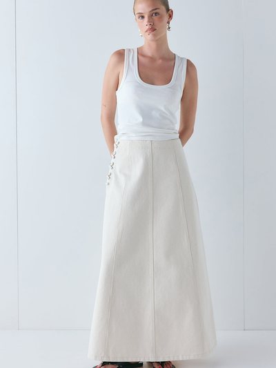 Vergegirl Eve Denim Midi Skirt Cream