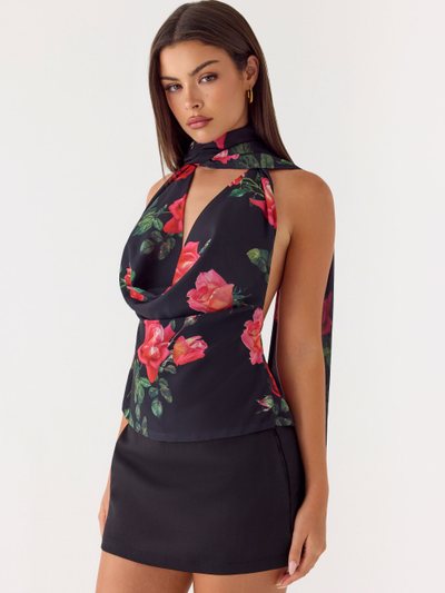 Peppermayo Get Me Halter Backless Top - Midnight Bloom