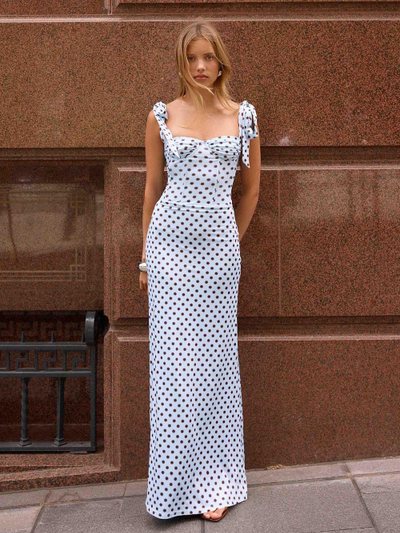 Peppermayo Akil Corset Maxi Dress - Blue Mocha Dot