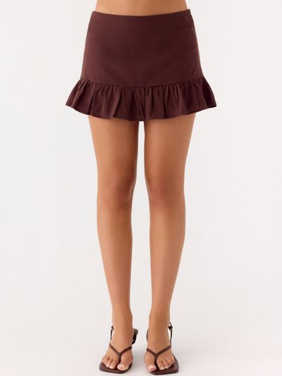 Peppermayo Lucie Mae Linen Mini Skirt - Chocolate Drizzle