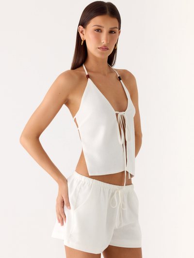 Peppermayo Millo Linen Tie Halter Top - Ivory