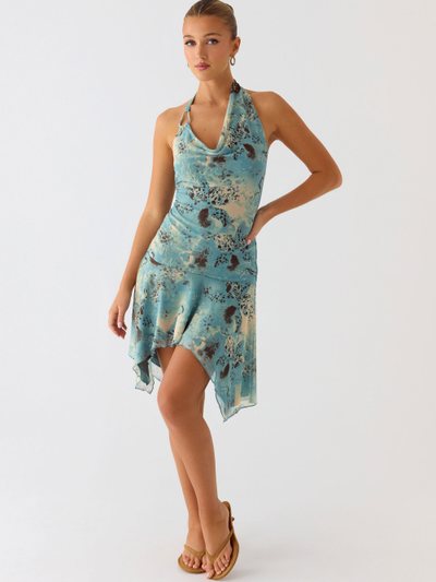 Peppermayo Bad Alive Halter Hanky Mini Dress - Aqua Blur