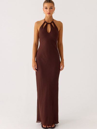 Peppermayo Harlyn Halter Maxi Dress - Chocolate