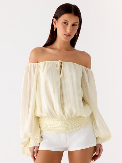 Peppermayo Coconut Kiss Off Shoulder Long Sleeve Top - Yellow