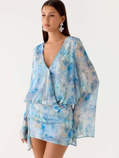 Peppermayo Vanish Into You Mini Dress - Aqua Paisley