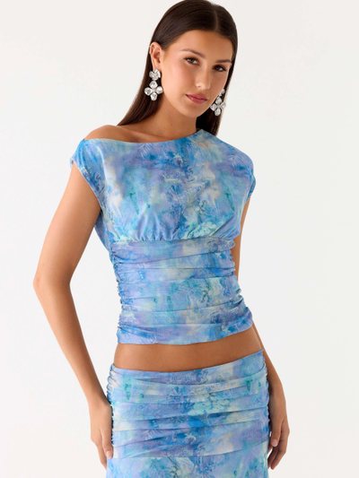 Peppermayo Liana Asymmetrical Top - Aqua Paisley