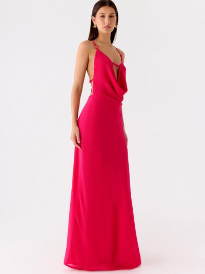 Peppermayo Tropic Muse Beaded Cowl Maxi Dress - Fuchsia