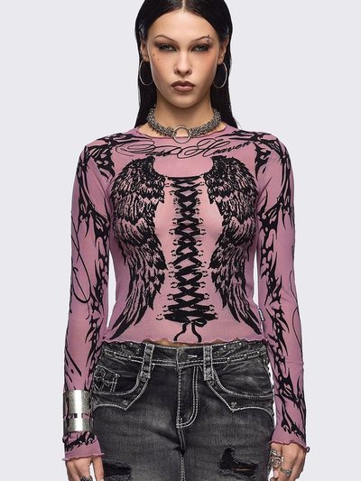 Mingalondon Wing It Pink Mesh Top