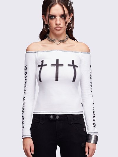 Mingalondon Look at Me White Off-Shoulder Top