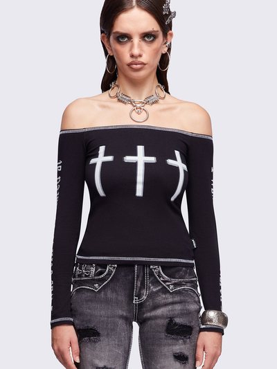 Mingalondon Look at Me Black Off-Shoulder Top