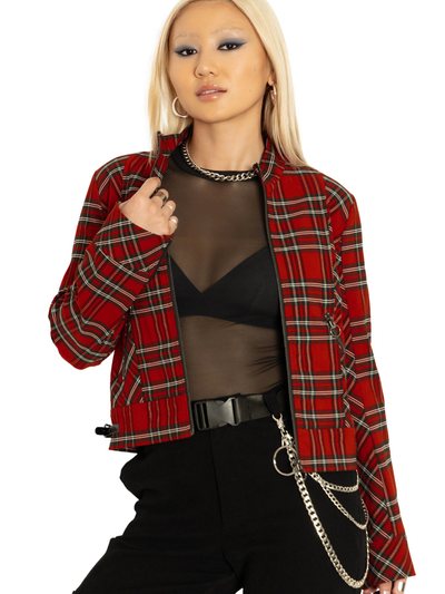 Blackmilkclothing Tartan Rouge Cropped Buckle Jacket