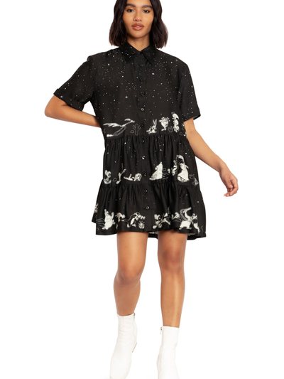 Blackmilkclothing Looney Tunes Chase Tiered Shirt Dress