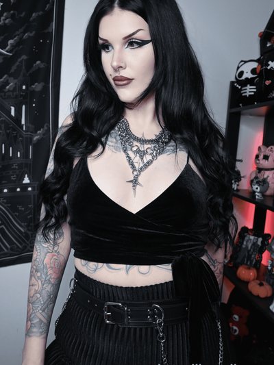 Blackmilkclothing Black Velvet Wrap Top