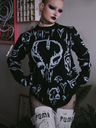 Blackmilkclothing Skulls Oversized Crew Knit Sweater