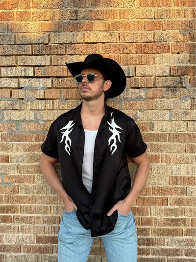 12thtribe Danica Mens Black Button Up Top