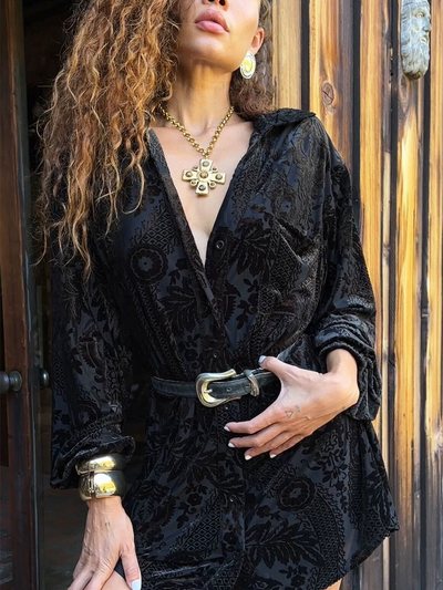 12thtribe Loretta Black Velvet Burnout Mini Dress