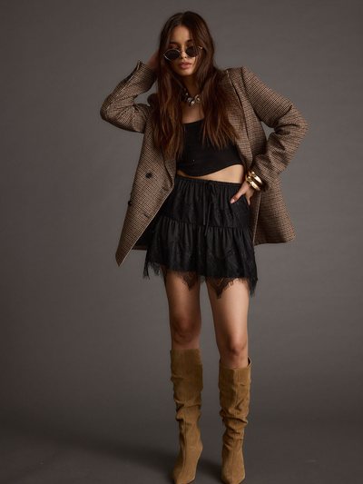 12thtribe Bexley Black Lace Trim Mini Skirt