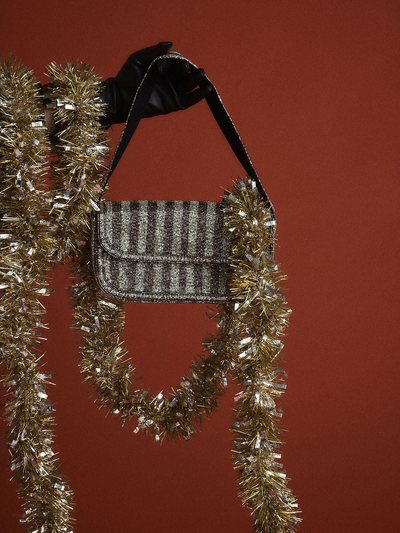 12thtribe Lucy Silver and Black Striped Shoulder Bag
