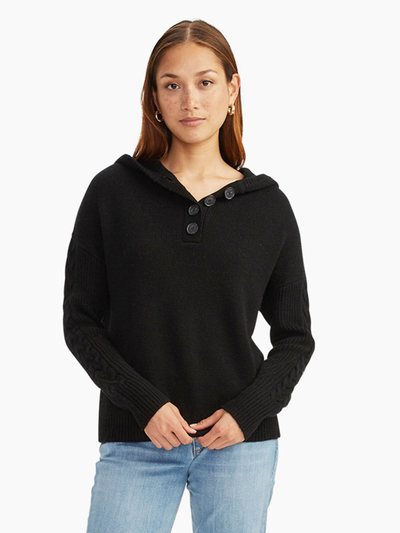 Naadam Cable Knit Sleeve Henley Hoodie