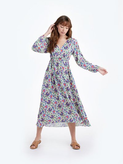 Summersalt The Cinched Waist Caftan Dress - Scroll Block Print in Violet & Lava