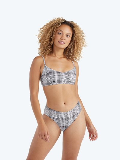 Summersalt The Limited-Edition High Leg Mid Rise Bikini Bottom - Modern Plaid in White Sand