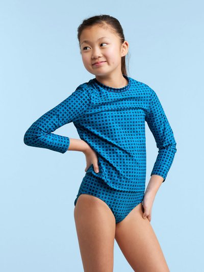 Summersalt The Kids' Rash Guard - Gingham in Calypso