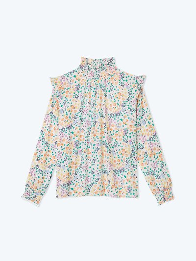 Summersalt The Silky Mock Neck Blouse - Wildflower Fields in Sunshine & Coral