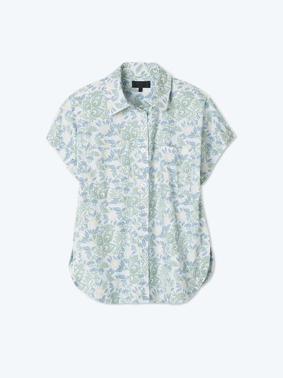 Summersalt The Poolside Poplin Button-Down Shirt - Secret Garden in Powder Blue & Sage