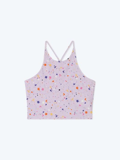 Summersalt The High Neck Midi Sports Bra Tank - Paint Splatter in Lilac