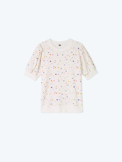 Summersalt The Softest French Terry Puff Short Sleeve Top - Paint Splatter in White Sand