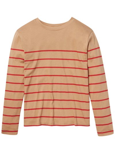 Summersalt The Luxe Pima Long Sleeve Tee - Toffee & Lava Stripe