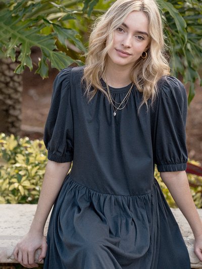 Summersalt The Luxe Pima Puff-Sleeve Mini Dress - Midnight