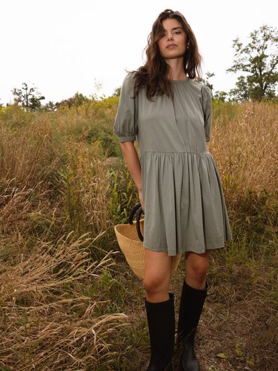 Summersalt The Luxe Pima Puff-Sleeve Mini Dress - Agave