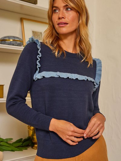 Summersalt The Year-Round Crewneck Ruffle Sweater - Deep Sea