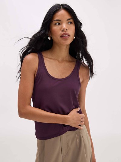 Andieswim Womens Baby Rib Scoop Tank - Baby Rib Knit - Plum Wine