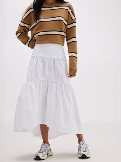 Andieswim Womens Stevie Tiered Maxi Skirt - Cotton Poplin - White
