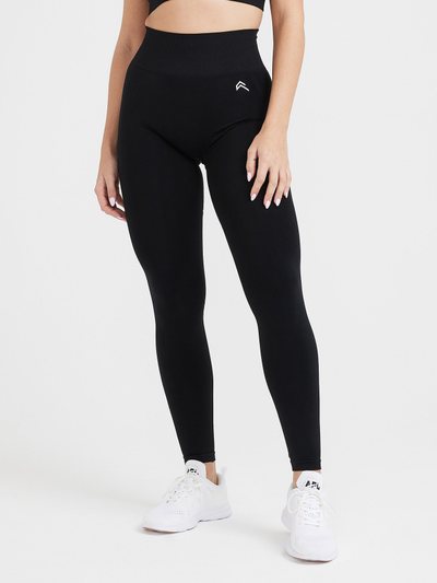 Oneractive EffortlessLift™ Seamless Leggings with White Logo | Black