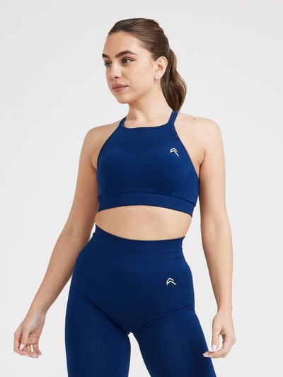 Oneractive EffortlessLift™ Seamless High Neck Bralette with White Logo | Midnight