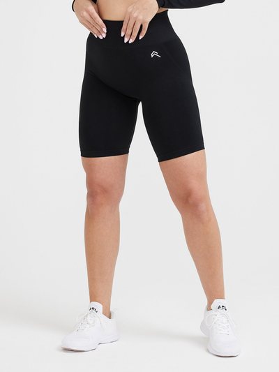 Oneractive EffortlessLift™ Seamless Cycling Shorts with White Logo | Black
