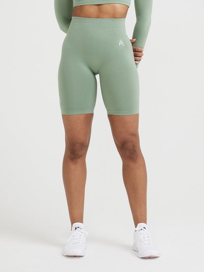 Oneractive EffortlessLift™ Seamless Cycling Shorts with White Logo | Sage