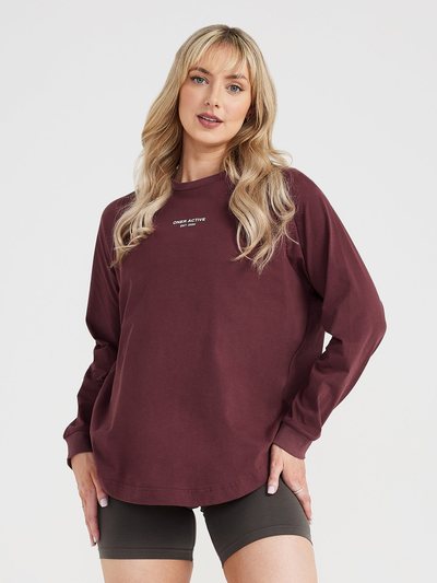 Oneractive Graphic Oversized Long Sleeve Tee | Washed Rosewood