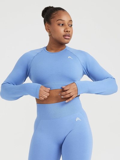 Oneractive Classic Seamless 2.0 Long Sleeve Crop Top | Light Denim Marl