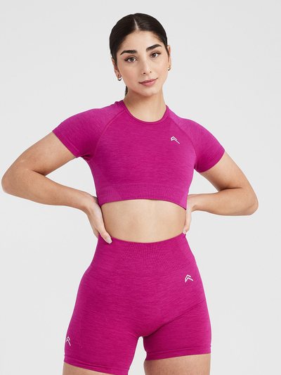 Oneractive Classic Seamless 2.0 Short Sleeve Crop Top | Fuchsia Marl