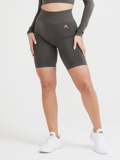 Oneractive EffortlessLift™ Seamless Cycling Shorts with White Logo | Deep Taupe