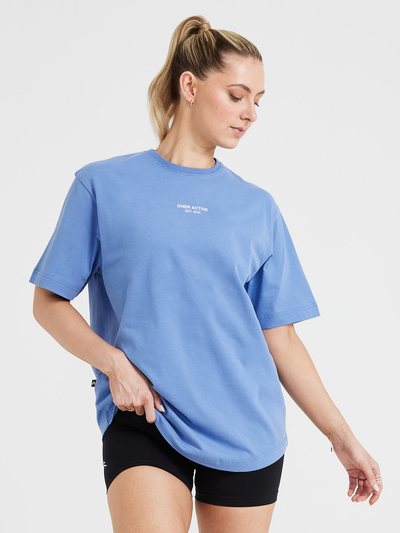 Oneractive Graphic Oversized Short Sleeve Tee | Washed Light Denim