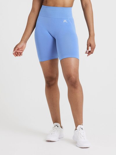 Oneractive EffortlessLift™ Seamless Cycling Shorts with White Logo | Light Denim