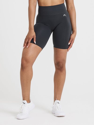 Oneractive EffortlessLift™ Seamless Cycling Shorts with White Logo | Coal